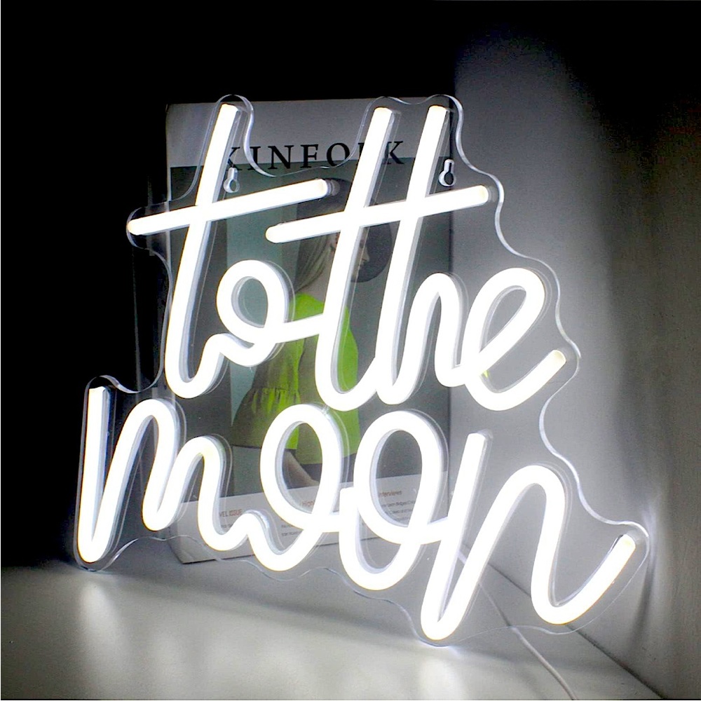 To The Moon White Neon Light Wall Shelf Party Bedroom Decoration Gift/Present